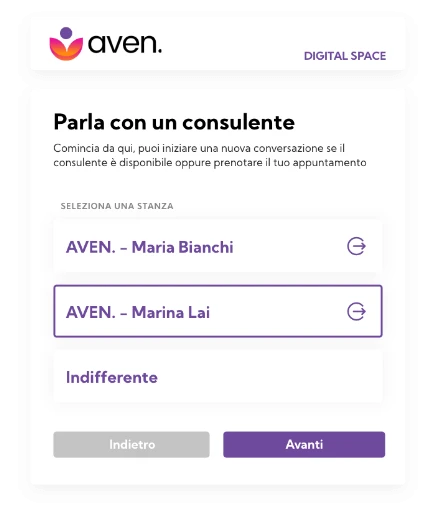 The user indicates the consultant to speak with
