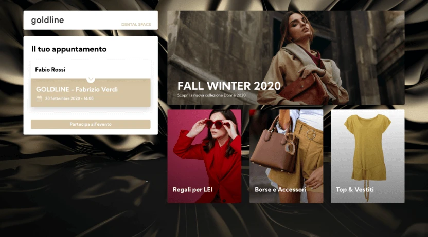 Il giorno dell’appuntamento, attraverso il link inviato via email, il cliente accede alla pagina dedicata all’appuntamento
